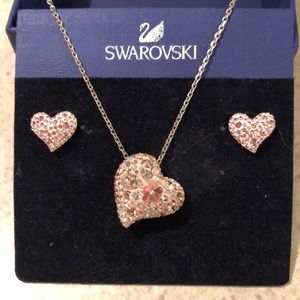 Swarovski Pink ALANA HEART Necklace & Earring